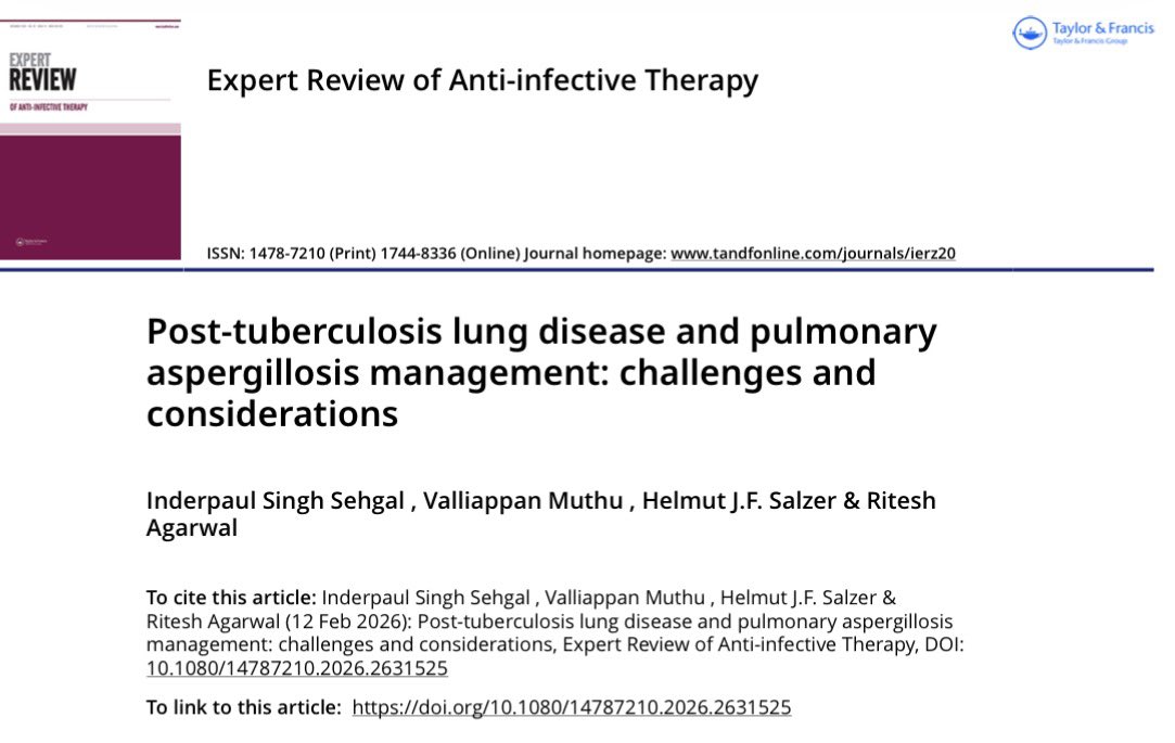 AliSMV7's tweet photo. Post-tuberculosis lung disease and pulmonary aspergillosis management: challenges and considerations

https://t.co/Lr3tKlSxOj https://t.co/pGC9TbThhL
