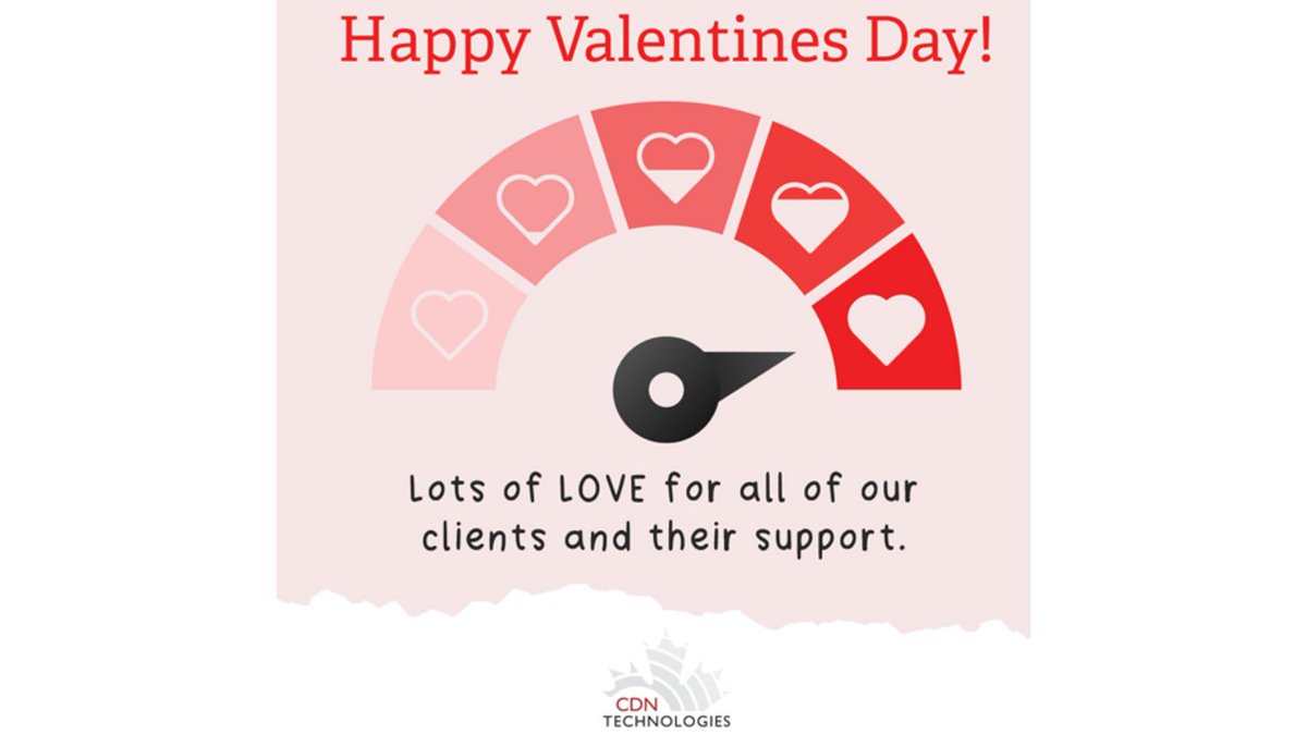 CDNTechnologies's tweet photo. Lots of love to our amazing clients for your trust and support. 💙
Happy Valentine’s Day from all of us at CDN Technologies! 💌
#ValentinesDay #ClientLove #CDNTechnologies
#Mississauga #Oakville #Burlington https://t.co/yLJqWchA32