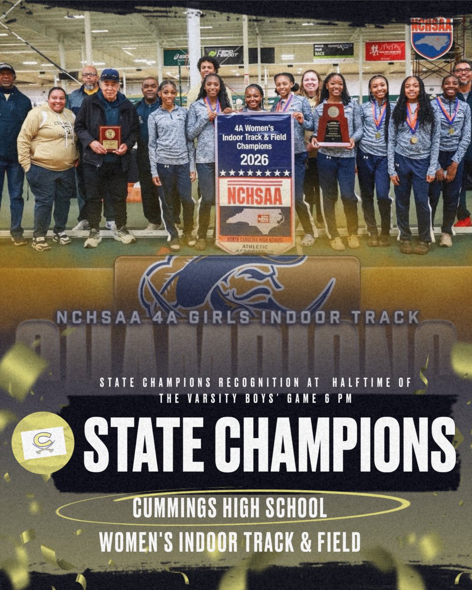 Congratulations to the Cummings Women’s Track Team on capturing the 2026 Indoor State Championship marking our 13th Indoor State Title and an incredible 32nd State Championship overall for Girls Track &amp; Field! 💪🏽⚔️ "Second to None"