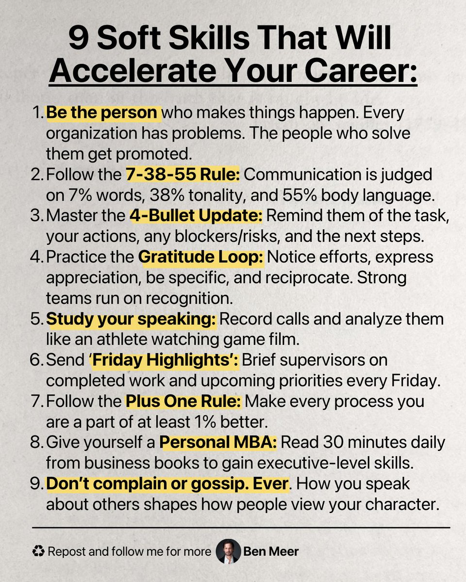 If I had to restart my career tomorrow, these are the 9 soft skills I’d learn first: