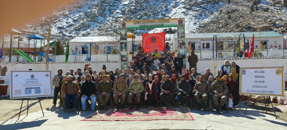 CRSKargil's tweet photo. @CRSKargil (rGazom 90.8 FM) proudly organized the AGS Alumni Meet 2026 at AGS Harka Bahadur, Kargil, the first-ever alumni reunion of the institution, sponsored by rGazom 90.8 FM. A heartwarming gathering of HARKIANS to reconnect old friends, celebrate shared memories, https://t.co/g1ujODSlRq