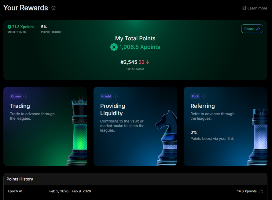 🏁 Epoch 41 <a href="/extendedapp/">Extended</a> : The Final Push &amp; Closing the Chapter
Quick update from the airdrop battlefield. As Epoch 41 (Feb 3–9) comes to a close, every move in the order book counts.

My Current Standing:

Global Rank: #2,545 (down 32 spots – the competition is fierce!).

Total