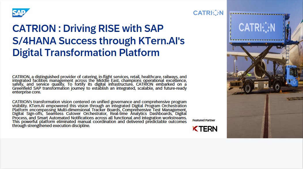 KTern.AI Agents driving CATRION’s RISE with SAP S/4HANA Success

Read the full SAP success story: CATRION : Driving RISE with SAP S/4HANA Success through KTern.AI's Digital Transformation Platform

#SAP #RiseWithSAP #S4HANA #AgenticAI