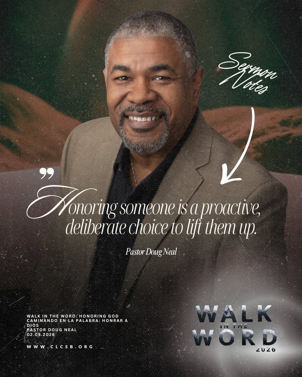 clc_sb's tweet image. "Honoring someone is a proactive, deliberate choice to lift them up."

📖 Walk in the Word: Honoring God
🎙 Pastor Doug Neal

🔁 Repost if this resonates 
📷 Reply Honor  

#SermonNotes #HonoringGod #WalkInTheWord #CLC #CLCSB #highlights #followers