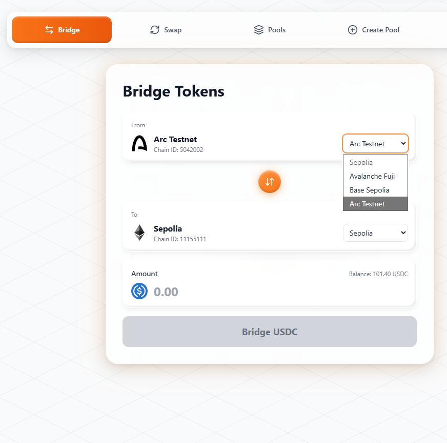 Defi On Chain(Arc testnet) tweet media