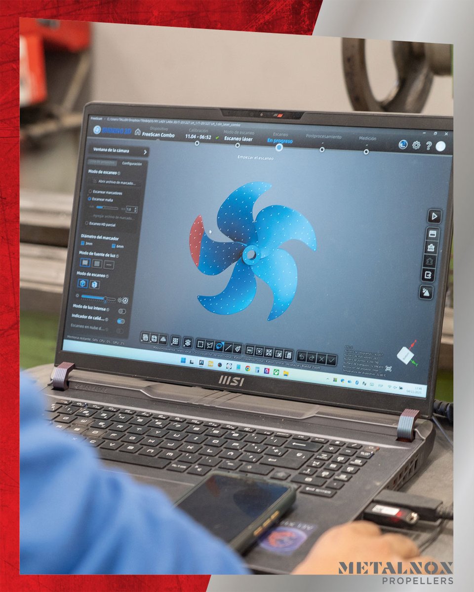 At Metalnox we don’t work on assumptions, we work with data. With 3D scanning we digitise the full geometry of the propeller and turn every millimetre into measurable data, allowing us to detect deviations, optimise blade profiles and ensure it performs exactly as originally