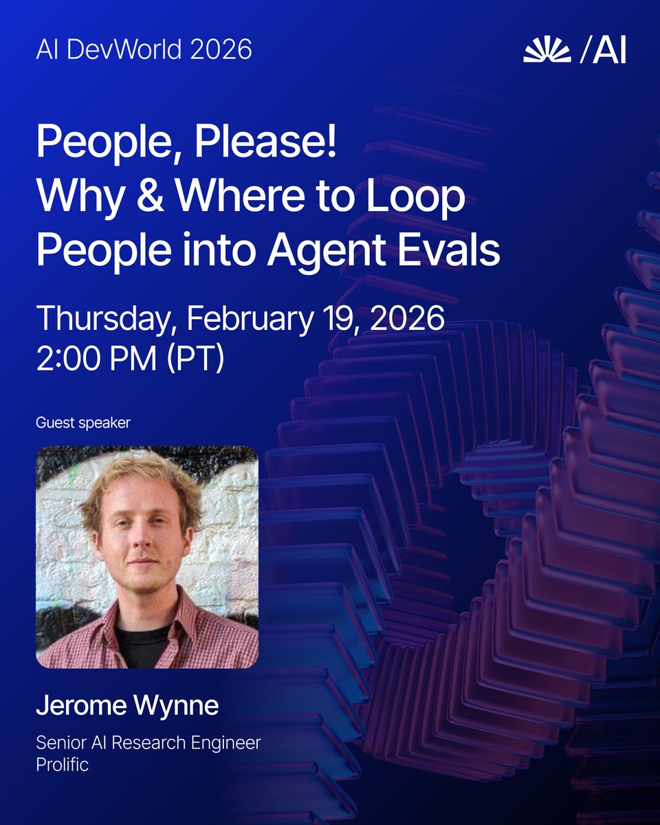Prolific's tweet photo. Guess who’s coming to San Jose? @readonlymemery will soon be at @AIDevWorld 2026 (part of @DeveloperWeek, @DevNetwork_) 🔥

Our team will also be at Booth M3, so be sure to stop by. We can’t wait to join 2,500+ engineers, scientists, and more at the world’s largest AI dev event. https://t.co/PYhLgRooHT