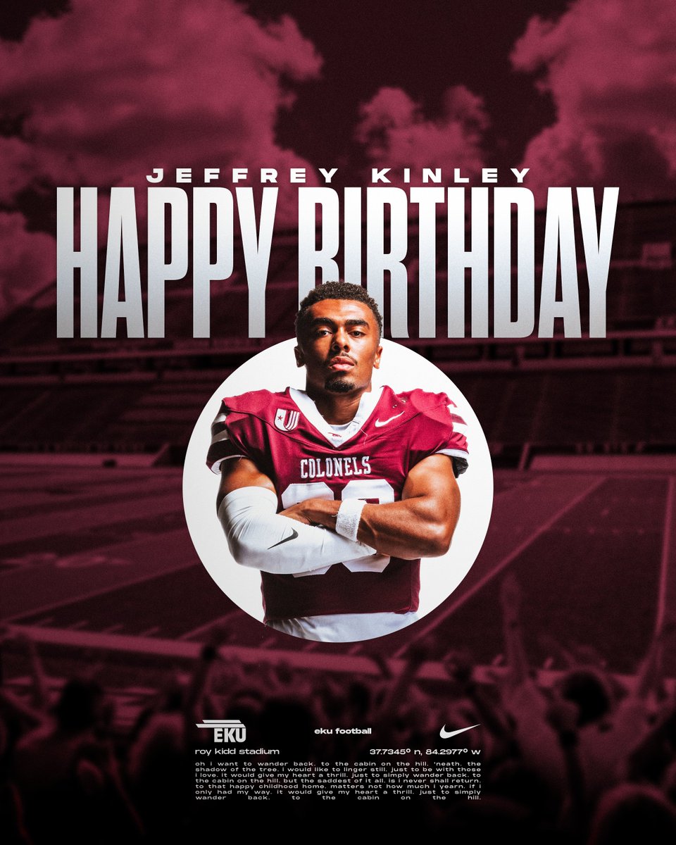 EKUFootball's tweet photo. Wishing DB @JeffreyKinley2 a very happy birthday today!

#E2W | #MatterOfPride https://t.co/prWzFXY3oe