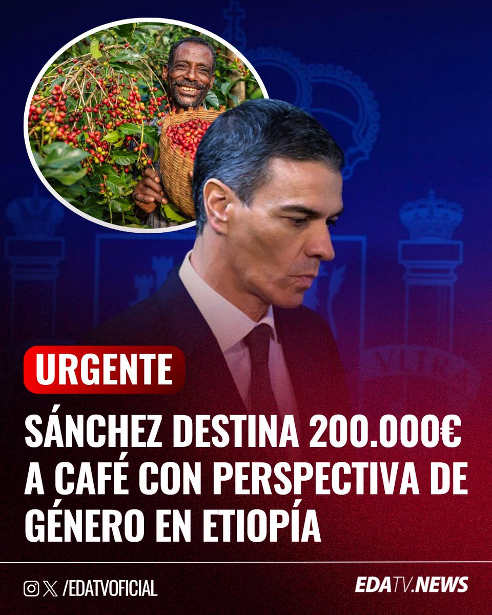 ‼️🇪🇸🇪🇹 | #INSOLITO El Gobierno de Sánchez destina 200.000 euros de los españoles a la producción de café "con perspectiva de género" en Etiopía. Figura como una subvención dineraria sin contraprestación.