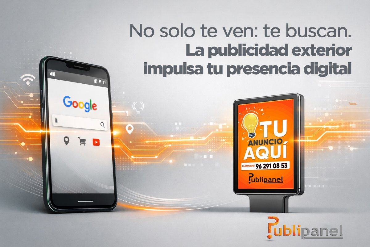 El mix de medios perfecto existe: OOH + Digital. 
En un entorno saturado, la publicidad exterior actúa como el disparador de confianza que mejora el CTR y el ROI de tus estrategias digitales.🔗 publipanel.es
#MarketingIntelligence #Phygital #ROI #DigitalStrategy