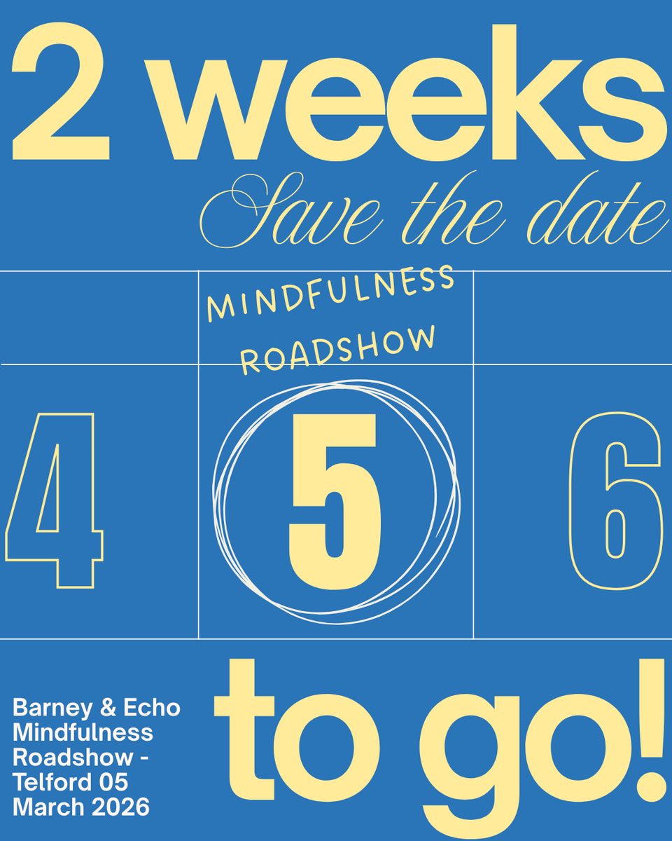 BarneyEcho1's tweet photo. 2 weeks to go and we will be in Telford for our Mindfulness Roadshow! We can't wait for everyone to join us 🥰
#awardwinning #barneyecho #barneyechobooks #mindfulnessroadahow #mindfulness #wellbeing #TelfordEvents #telfordcommunity #primaryeducation https://t.co/xvQK4I9z38