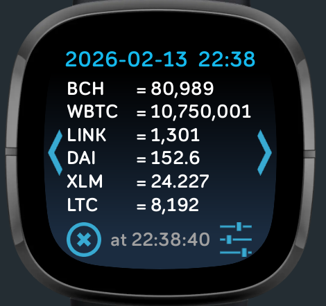 NOVY_NN's tweet photo. Fitbit Versa3/Senseで動作する仮想通貨（暗号資産）のレートを表示するアプリ「CryptoChecker」更新しました。 SOL,TRX,DOGE,AVAX,SHIBに対応しました。 QTUM,ENJ,PLT,FLR,MKRは対象外としました。 https://t.co/5lo8x4K3DB