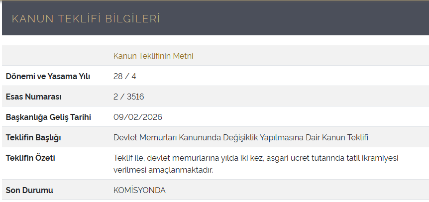kamuhaberleri1's tweet photo. TBMM'ye gelen kanun teklifi:

🔴Memurlara yılda 2 defa, tatil için ikramiye verilsin. https://t.co/HEWyejXiIK
