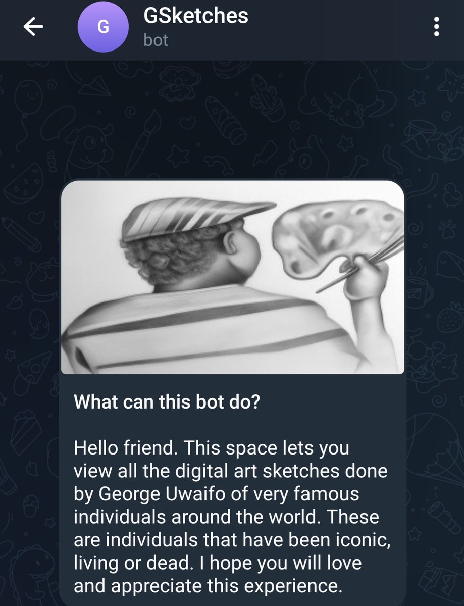 FTNaija2025's tweet photo. Check out and patronize my art sketches on Telegram at @gou75bot / GSketches. View the work and  contribute a token to support.
#georgesart | #penup | #art | https://t.co/F1RDTW3plc