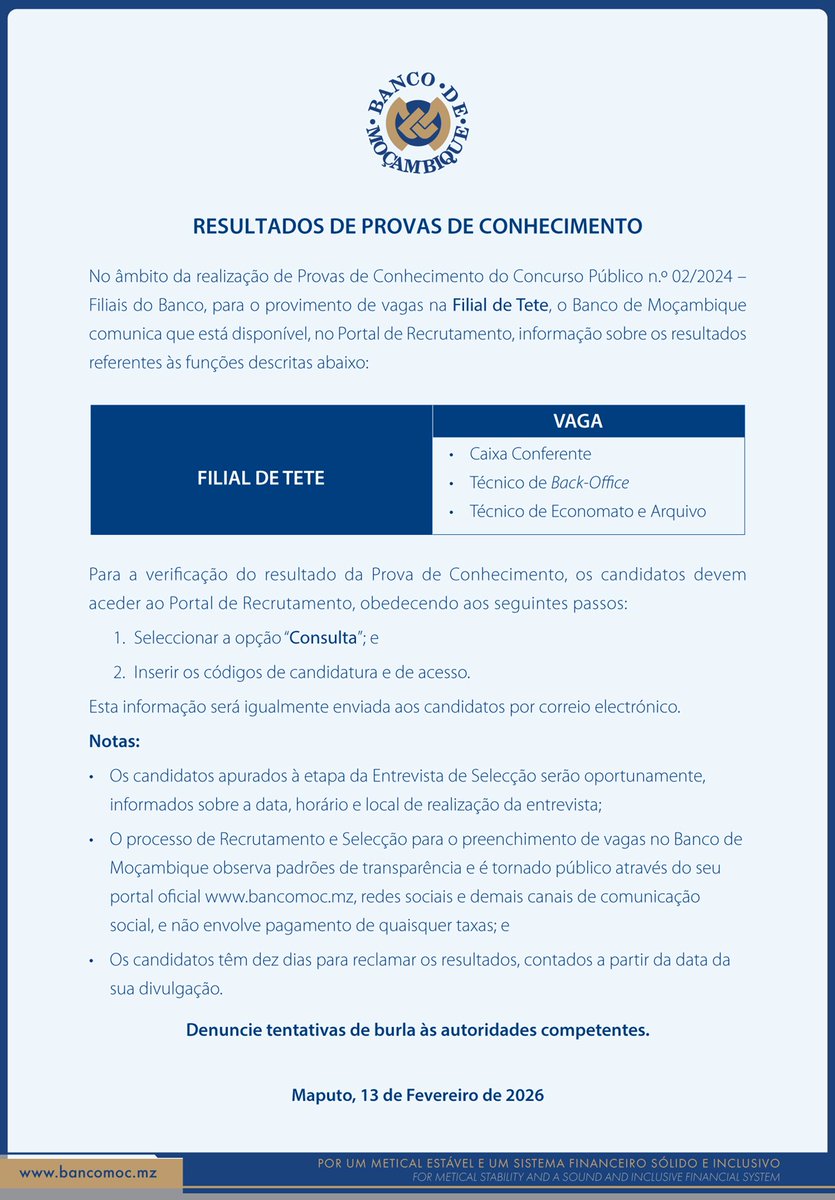 Banco de Moçambique tweet media