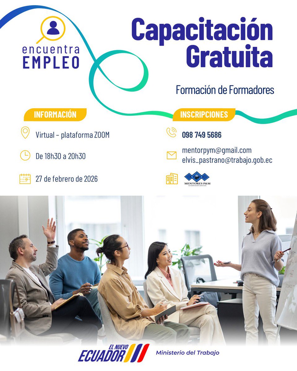 Taller: Formador de Formadores.
 
Crea impacto y conviértete en un facilitador de alto nivel.

#Formadores #Quito