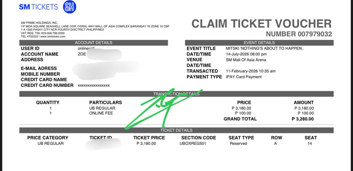Mitski wts lfb ph

Hi friends! I'm selling my  ticket for Mitski's Nothing's About To Happen To Me in Mania

Section: UB regular
Row A
Seat 14 

selling for the og price PHP 3,280
RFS: changed my section! 

Can do meetups on weekends around Cainta, Taytay, Antipolo, Rizal, Pasig