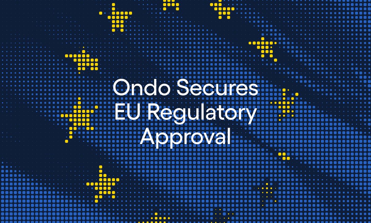 Big move for tokenized finance. 🚀

$ONDO has officially received EU regulatory approval to list the first round of tokenized stocks &amp; ETFs.

This opens the door for 500M investors across 30 EU &amp; EEA markets to access:

✅ QQQon
✅ TSLAon
✅ AAPLon
✅ CRCLon
✅ MSFTon
✅ NVDAon