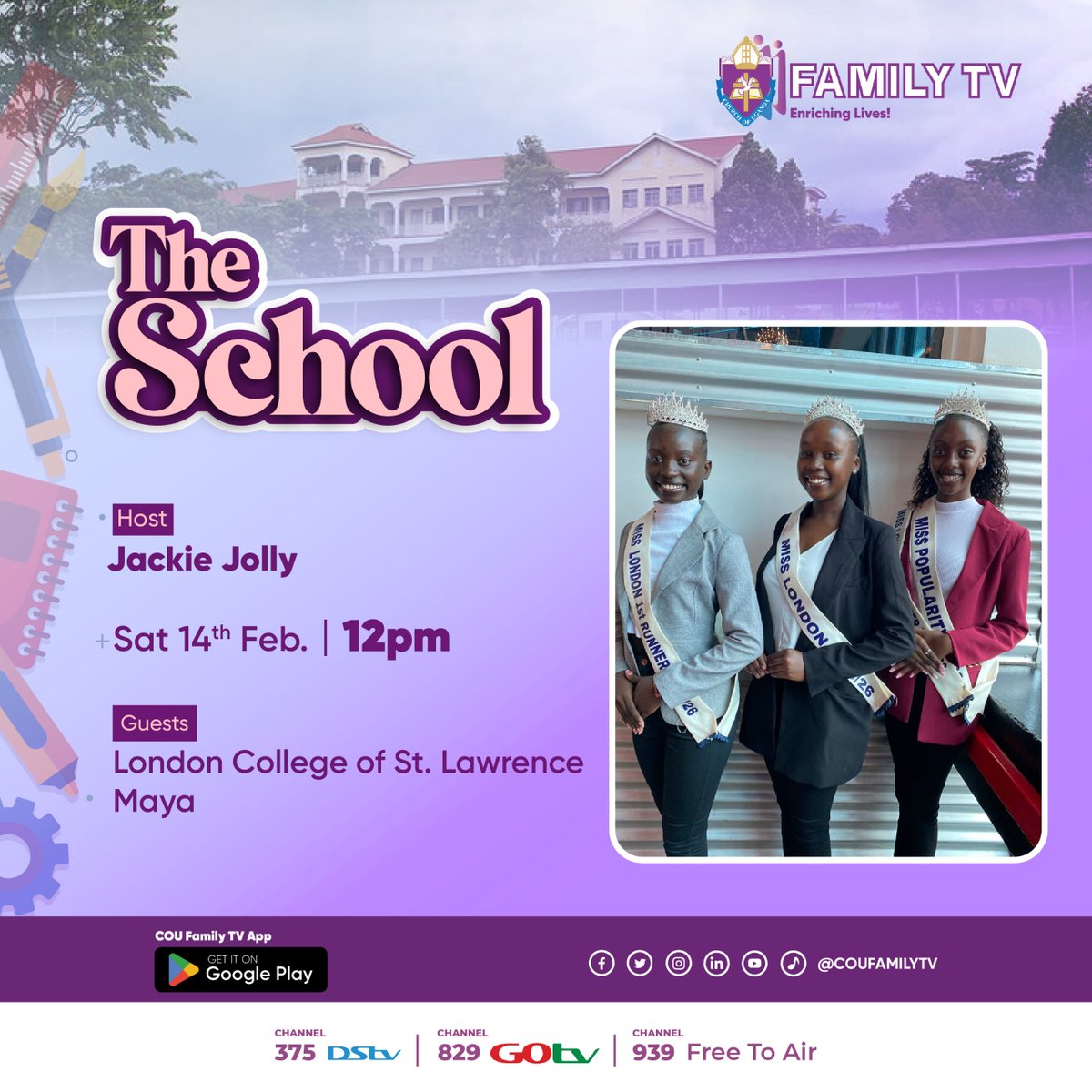 coufamilytv's tweet image. COU Family TV invites all our viewer to come experience School vibes at London College.
#schooldays #school @KabuubiMedia @brandon_mu84775