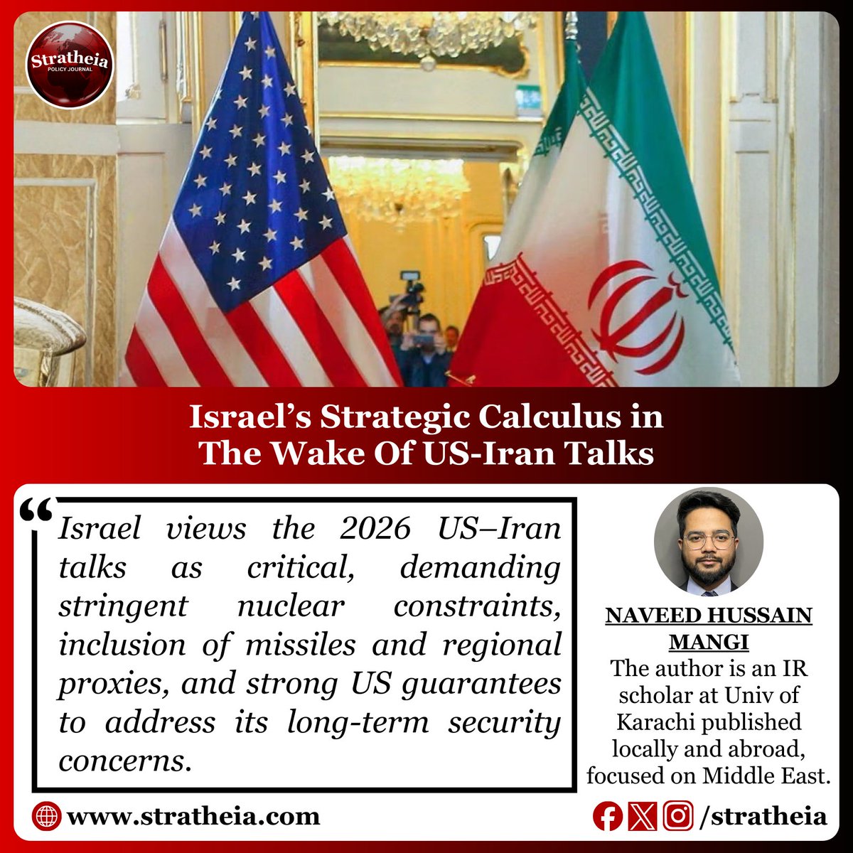 stratheia's tweet image. Renewed US–Iran negotiations in Oman could ease immediate tensions—but Israel remains focused on stringent nuclear limits, ballistic missile oversight, and regional threat mitigation. @Naveedwritess 
#USIranTalks #MiddleEastSecurity #NuclearDiplomacy
Read Full Article: