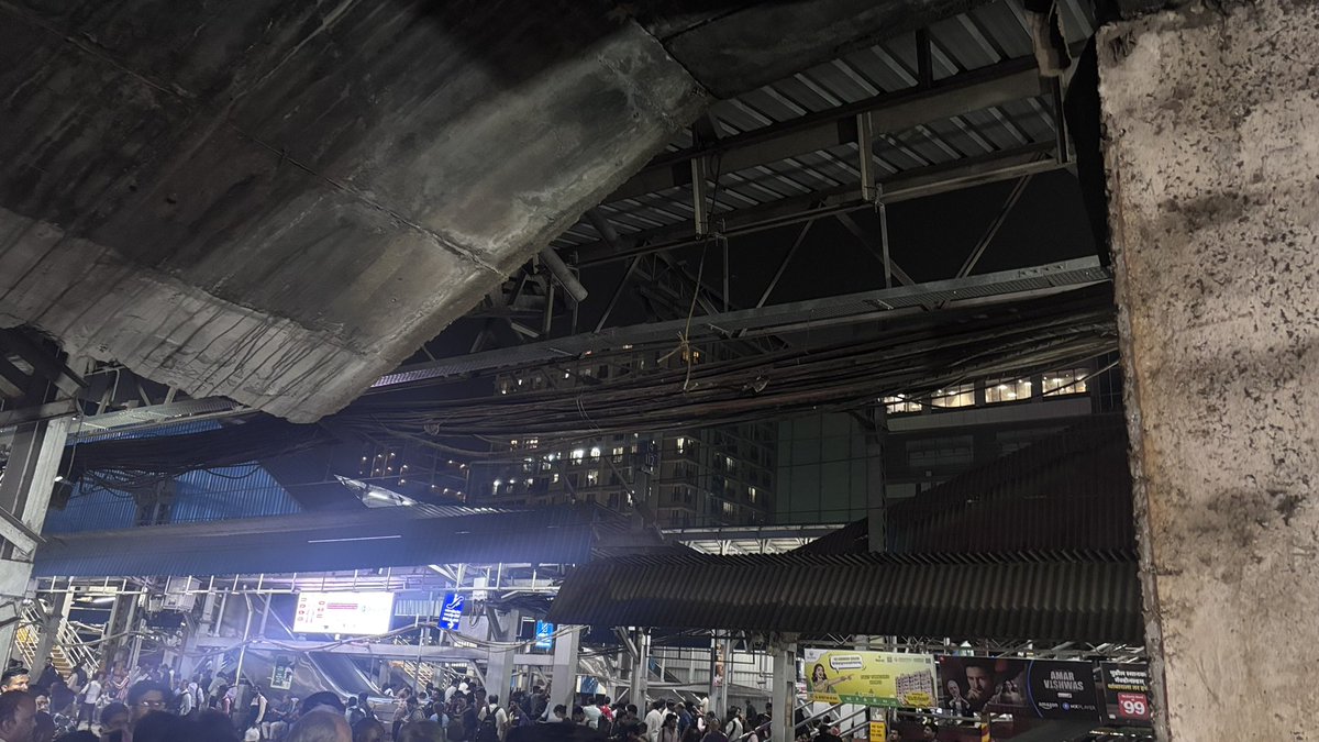 The state of the all important Ghatkopar station that connects central to western through the metro line. Low hanging wires, an incomplete, dangerously hanging cement block, wires all around. Can’t this be fixed after all these years? <a href="/Central_Railway/">Central Railway</a>