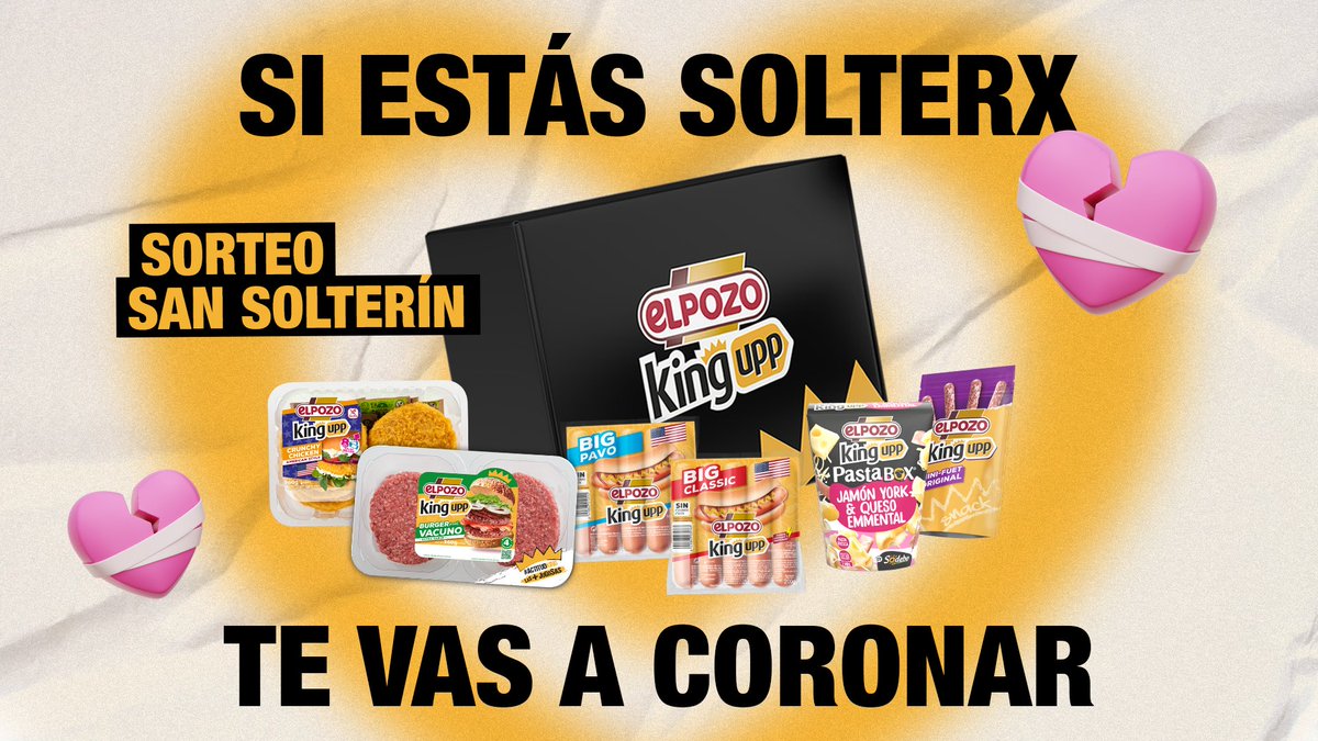 Si estás soltero estás de suerte porque hoy celebramos San Solterín, y estamos sorteando entre todo los solteros DOS King Box para que os coronéis 👑😏

Cómo participar 👇🏼
1️⃣ Sigue a <a href="/elpozoking/">ElPozo King Upp</a> 
2️⃣ Dale like al post
3️⃣ Menciona a tu amig@ que también está soltero

📆 Tienes