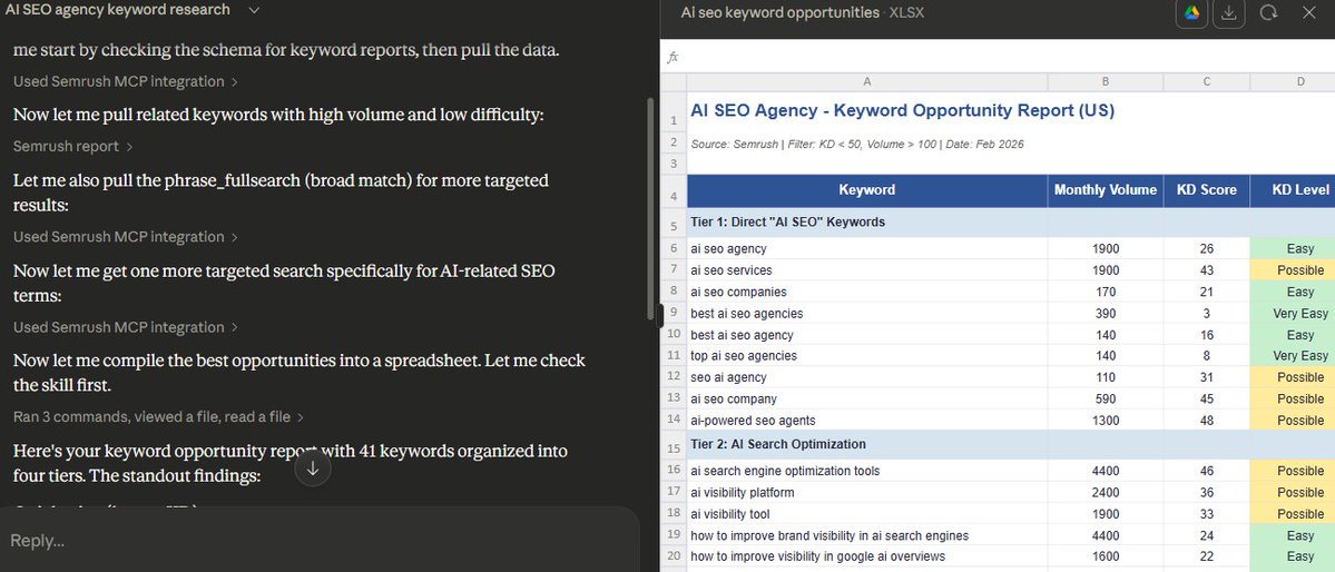 Most SEO tools still make you hunt for answers.

But the Semrush MCP only needs a single prompt.

Semrush MCP is now available inside Semrush One.

Which means prompt-based SEO data is no longer locked behind enterprise setups.

Here’s the exact flow to use with Claude: