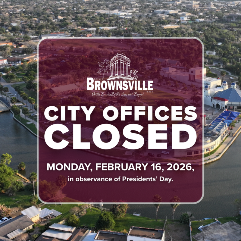 BTxRGV's tweet image. City of Brownsville offices will be closed Monday, February 16, 2026, in observance of Presidents’ Day. Offices will resume regular business hours at 8 a.m. Tuesday, February 17, 2026.

#BrownsvilleTX #HolidayHours