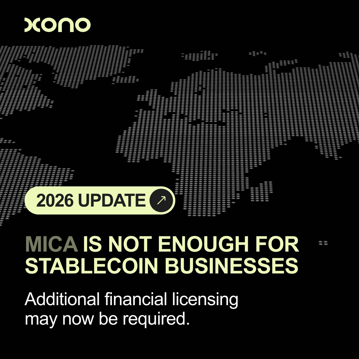 XonoFinance's tweet photo. New EBA guidance on MiCA implementation:  Stablecoin issuers may need more than CASP licensing. 

Full financial institution authorization required for certain business models.  

The transition period is closing. Regulatory compliance is now infrastructure. https://t.co/R37gtRSNBZ