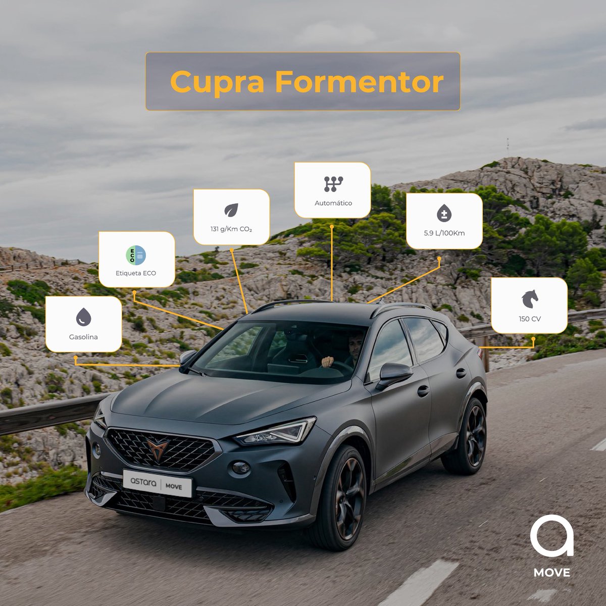 ¿Buscas un SUV que se adapte a tus planes? El #CupraFormentor mezcla actitud, espacio y diseño para acompañarte en el día a día y en cada escapada.🚗

Tecnología, comodidad y la flexibilidad del renting flexible de #AstaraMove para disfrutarlo, sin complicaciones ni ataduras. 🛣️