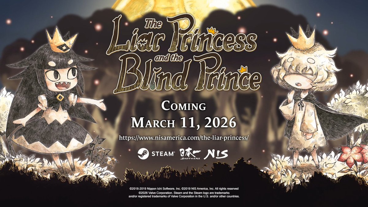 The Liar Princess and the Blind Prince - Release Date Announcement Trailer (Steam) - March 11th youtube.com/watch?v=RIFB0J…

store.steampowered.com/app/3901910/Th…