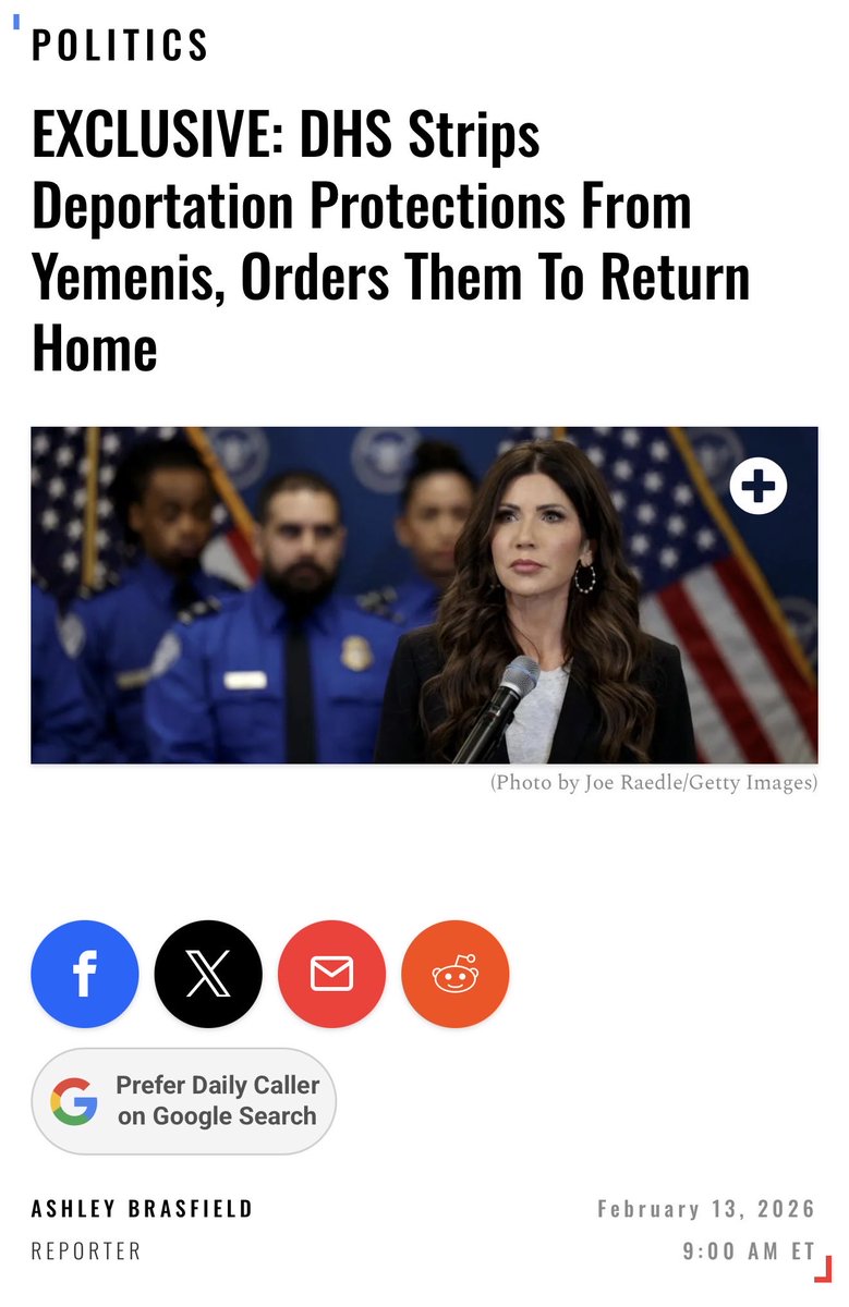 BrasfieldAshley's tweet photo. 🚨EXCLUSIVE: @DHSgov Strips Deportation Protections From Yemenis, Orders Them To Return Home

Read more👇@DailyCaller https://t.co/jIIKWccvkb