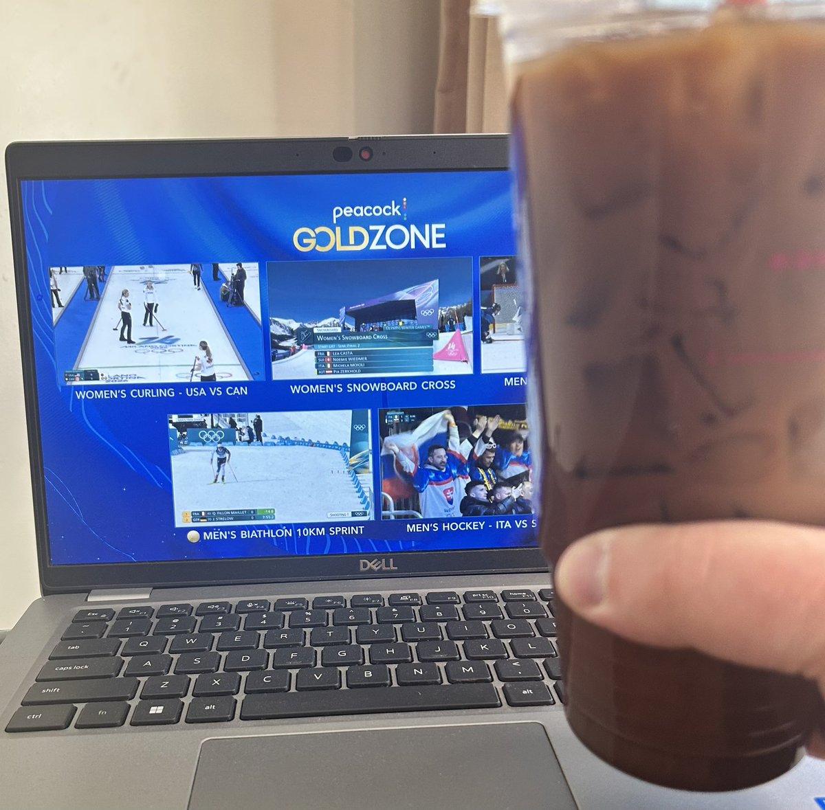 Happy Friday!! I love the #GoldZone while I work! #MilanoCortinaOlympics2026 #CoffeeHour