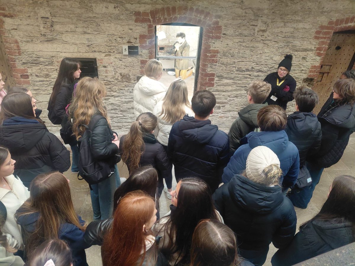 MounthawkMercy's tweet photo. Our TYs swapped the classroom for a jail cell today ๐๐ Exploring the eerie corridors and fascinating history of Cork City Gaol ๐ฐโจ Stories, chills, and plenty of laughs along the way โ and no escape attempts (that we know of! ๐
) #TYLife #LearningBeyondTheClassroom https://t.co/HtF9d6oX0W