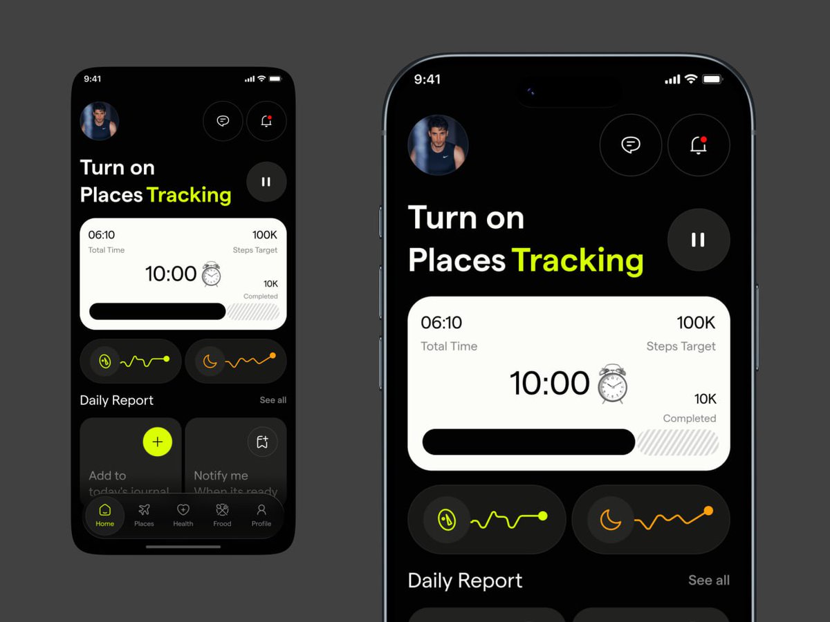 nexuxlab's tweet photo. Health Tracking Mobile App

#calendar #activity #track #Health #design #FitnessTracker #AIApp #healthcare #iOSDesign #StepTracker #UIDesign #app https://t.co/yK3q63Thun