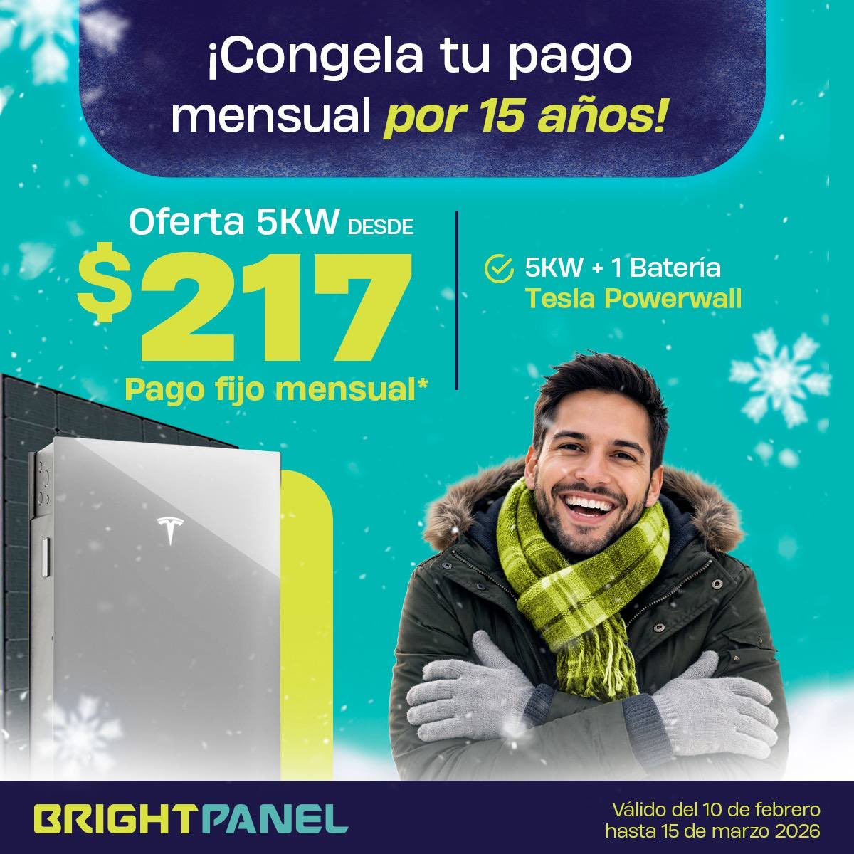 🚨🚨🚨
APROVECHA!!!
¡Congela tu pago mensual por 15 años con un pago fijo, sin sorpresas, ni aumentos.

Sistema 5KW y 7KW + Tesla Powerwall 🔋
Info. 787-467-1111 / 787-464-8705
939-319-1791

Bright Panel Cayey Next Energy Group