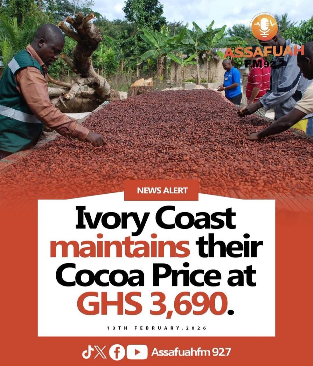 Ivory Coast Maintains their Cocoa price at GHC3,690.

#AbanFonAbaAmpa