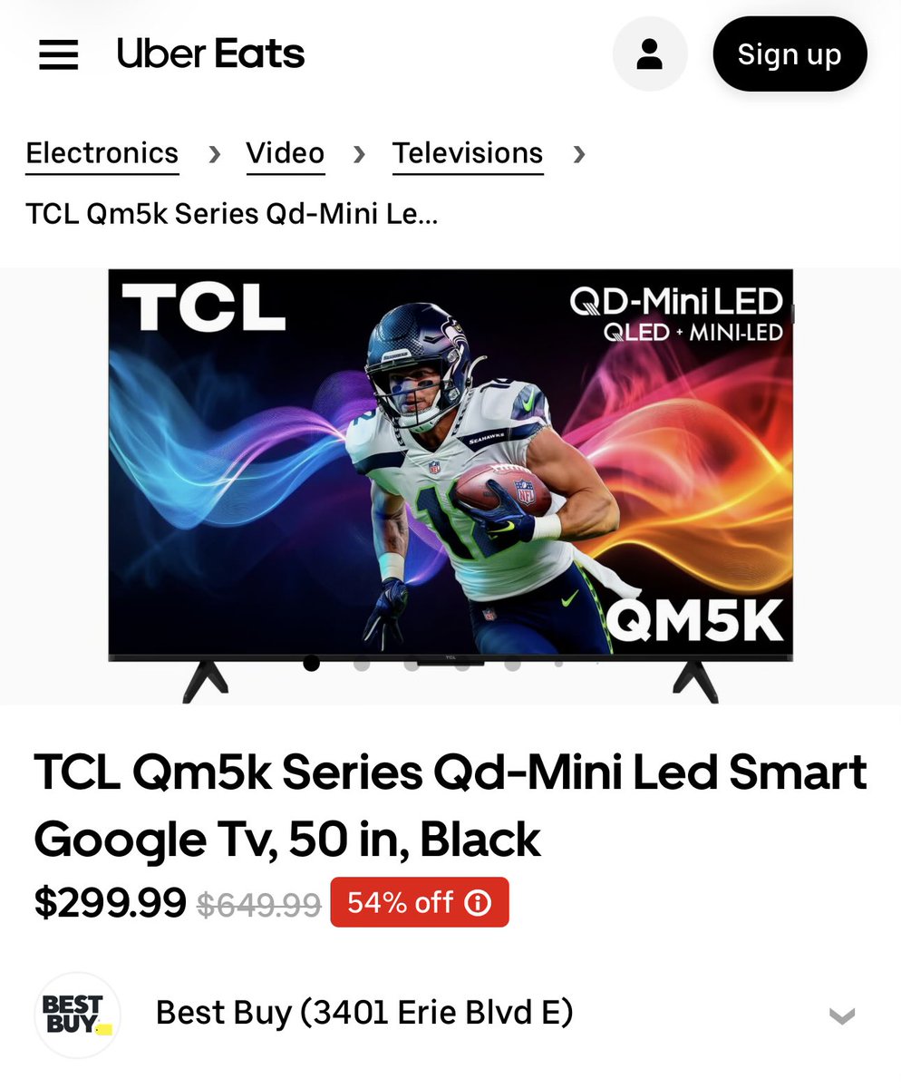 Am I the only one who thinks it’s weird that Uber Eats sells TVs

Maybe rebrand to Uber Delivery?