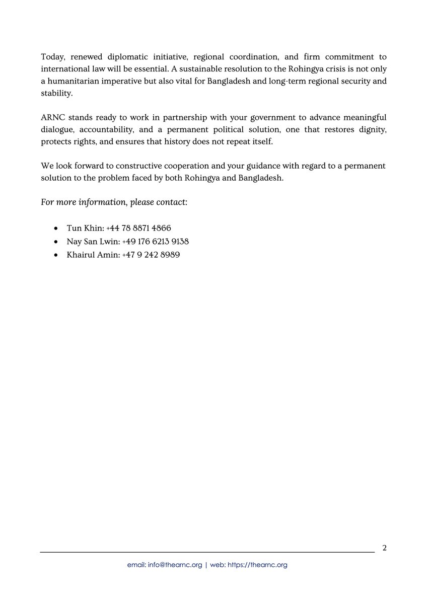 Arakan Rohingya National Council (ARNC) tweet media
