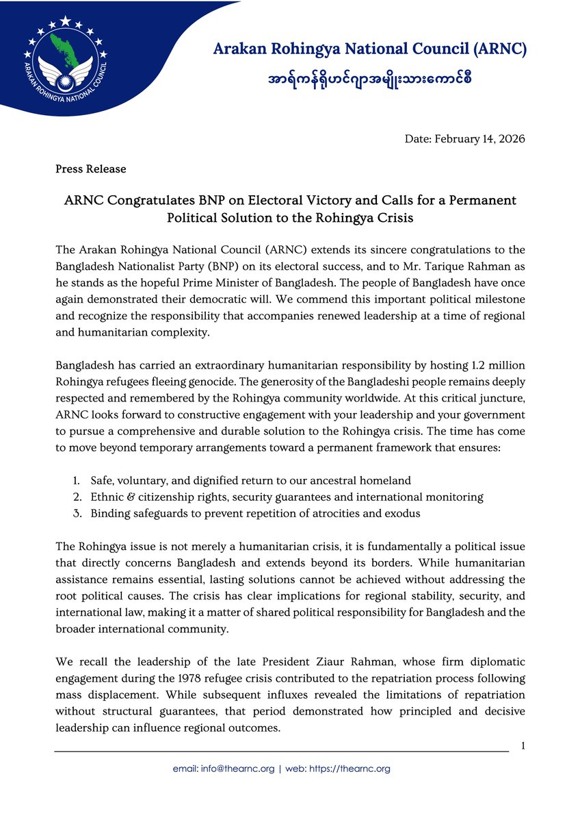 Arakan Rohingya National Council (ARNC) tweet media