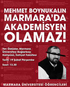 #MarmaraÜniversitesi öğrencileri, Mehmet Boynukalın’ın akademisyen olarak görev yapmasına karşı protesto çağrısı yapıyorlar ve sıra arkadaşlarını 19 Şubat Perşembe günü saat 13.30’da gericiliğe karşı dayanışmaya çağırıyorlar.
tinyurl.com/3jd5c4fv