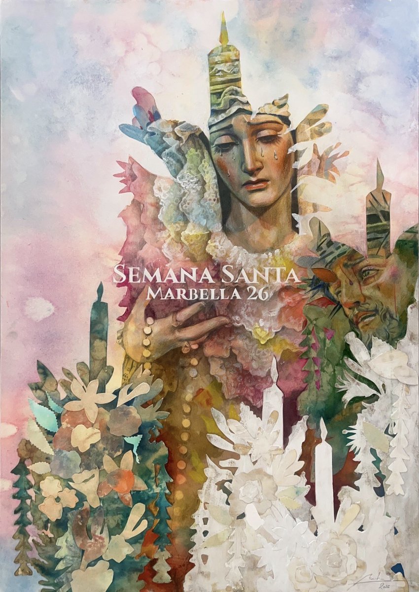 Cartel para la Semana Santa de Marbella 2026
Técnica mixta sobre papel@encolado a tabla 
100x70 cms