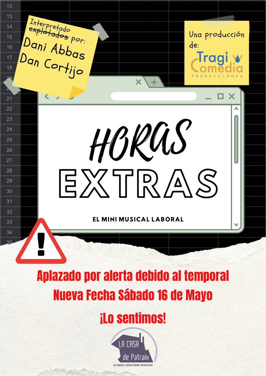 🚨 Cancelamos el estreno de mañana debido a la alerta meteorológica. 🚨
