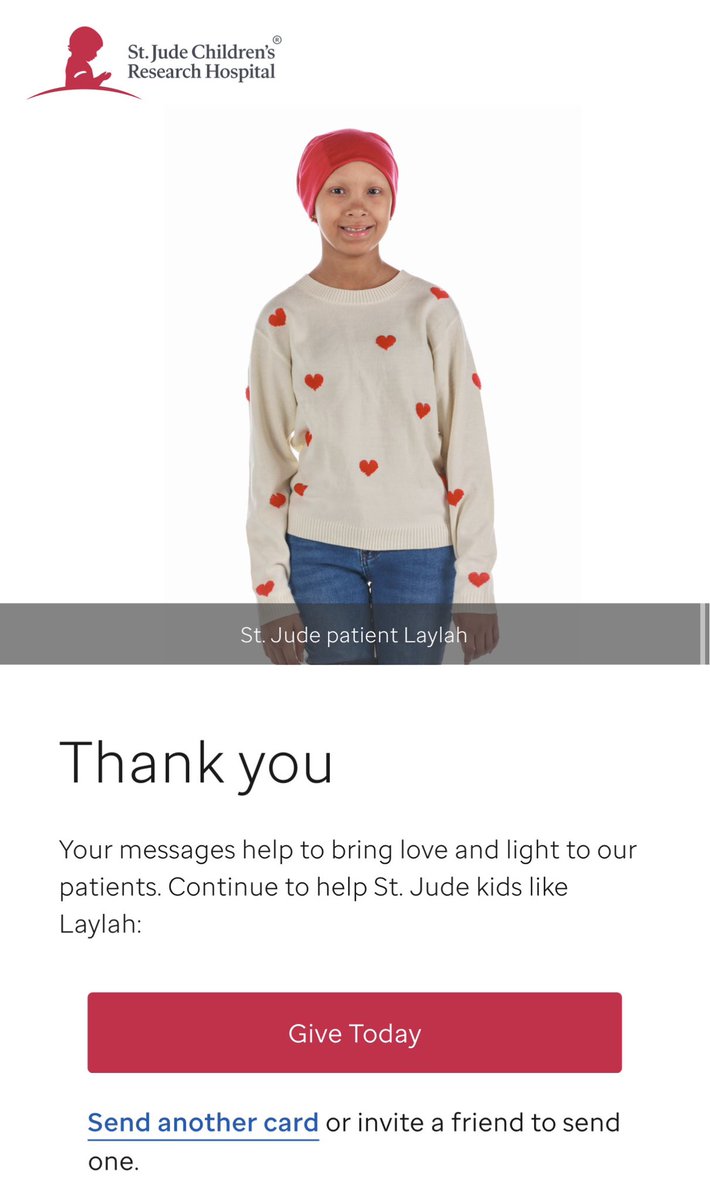 This only took me a few minutes of my time but Ik the encouraging words and love sent will mean more than anything❤️

Click the link and send some love their way
👇👇👇
stjude.org/get-involved/s…