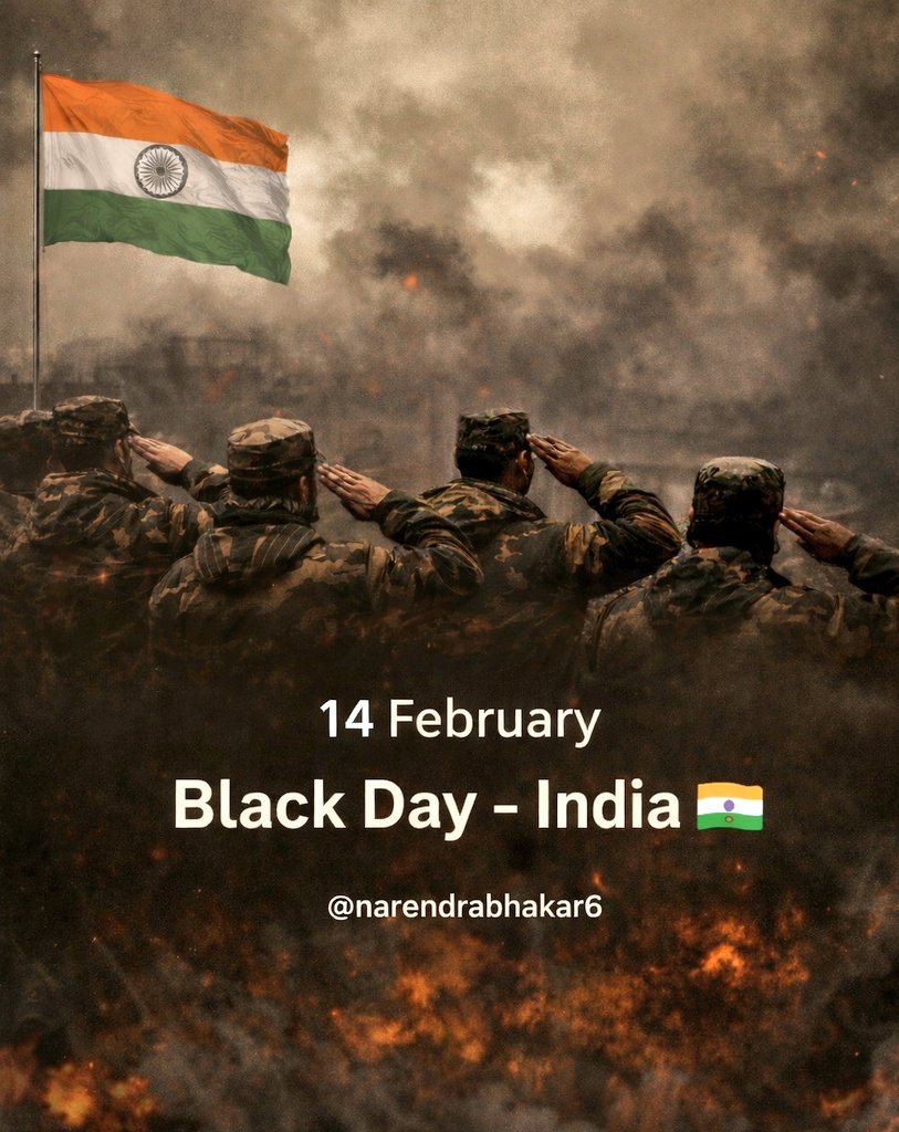 14 Feb – Black Day
Salute to the brave hearts of Pulwama who sacrificed their lives for the nation.
Their courage and sacrifice will never be forgotten.
India stands united🇮🇳

#PulwamaAttack #BlackDay #NeverForget #पुलवामा  #14February #YuziShefaliStoryTV #William21stBirthday