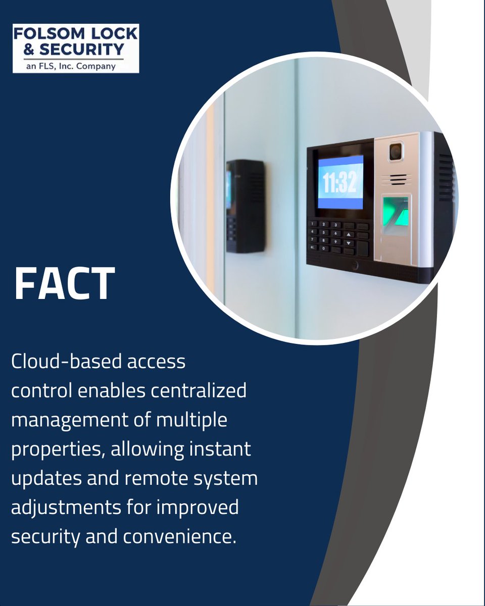 FolsomLocks's tweet image. Cloud-based access control enables centralized management of multiple properties, allowing instant updates and remote system adjustments for improved security and convenience.

#LocksmithServices #LockInstallation #SafeInstallation #SteelDoorSecurity #AccessControlSystems