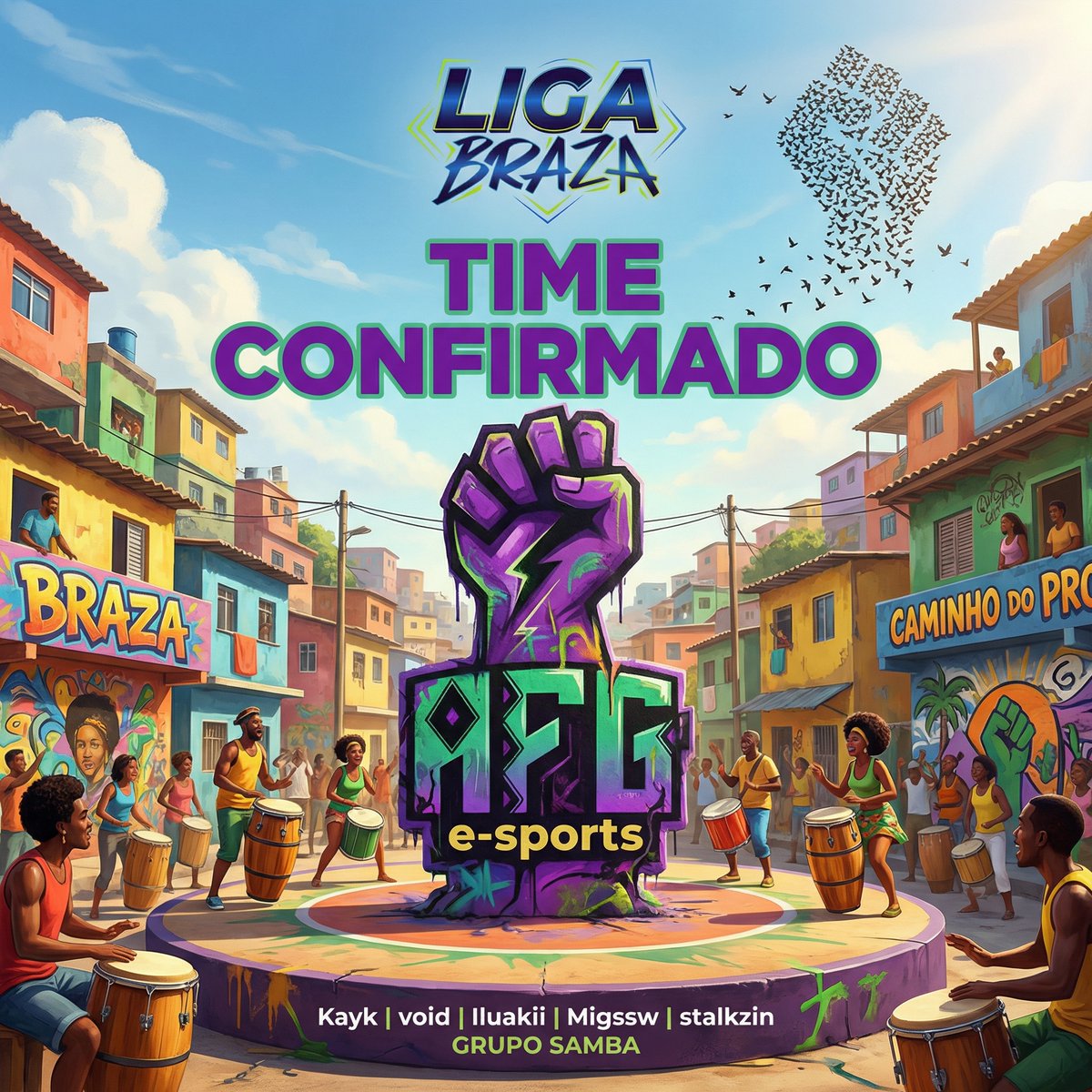 ✊💜 O PUNHO ESTÁ CERRADO NO GRUPO SAMBA!

A AfroGames chega com força total para a Liga Braza 2026!

Quem fecha com a AFG? 👇