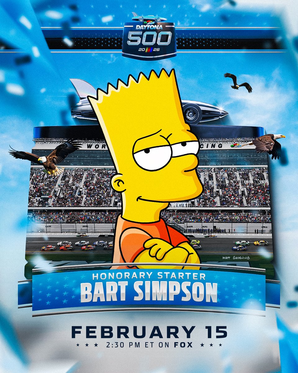 Don't have a cow, man! 
 
We’re excited to welcome Bart Simpson as the Honorary Starter for the #DAYTONA500!