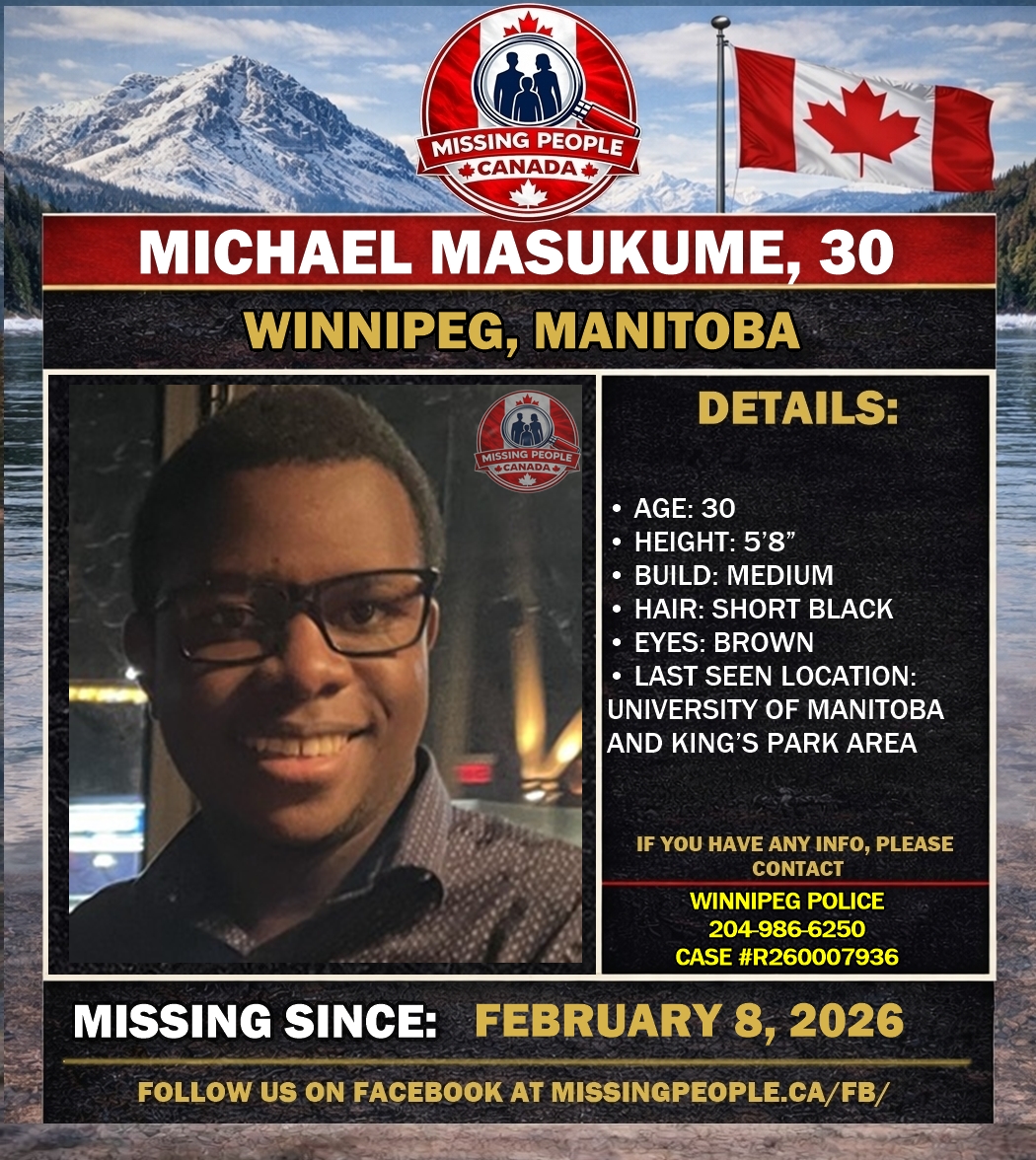 Missing_CA's tweet photo. 🔗 Full story: https://t.co/LS52rslOvu 

🧭 MISSING MAN IN WINNIPEG, MANITOBA – MICHAEL MASUKUME, 30 – LAST SEEN FEBRUARY 8 2026 

📍 #Manitoba #MB #Winnipeg https://t.co/VetE5sOr3g