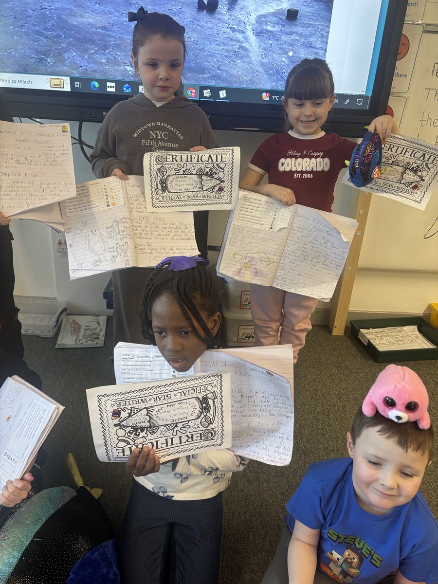 Here are P3b’s Star Writers ✍️ this week. We wrote a report about penguins 🐧. <a href="/ASP180/">All Saints Primary School, Greenock</a>